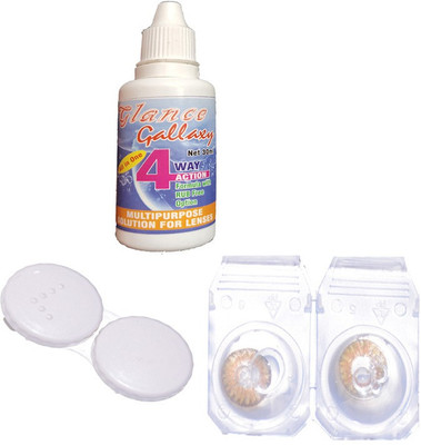 

GLANCE GALLAXY hazel colour with case and soloution Monthly(0, Colored Contact Lenses, Pack of 2)