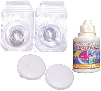 

GLANCE GALLAXY GRAY LENS WITH CASE AND SOLOUTION Monthly(0, Colored Contact Lenses, Pack of 2)