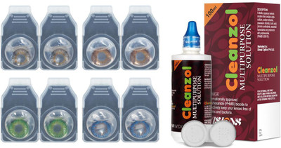 

CleanZol Color Lenses With 100 ml Multipurpose Solution & Lens Case Monthly(-0.00, Colored Contact Lenses, Pack of 8)