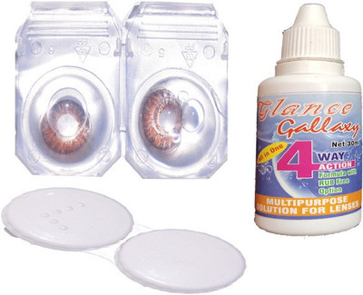 

GLANCE GALLAXY single pair of brown lens with case and solution Monthly(0, Colored Contact Lenses, Pack of 2)