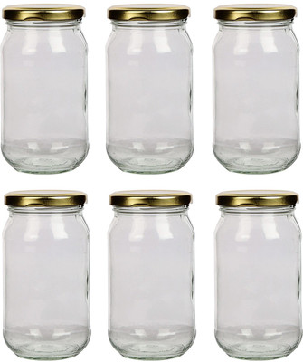 TIED RIBBONS Glass Pickle Container & Salt Pepper Container  - 400 ml(Pack of 6, Clear)