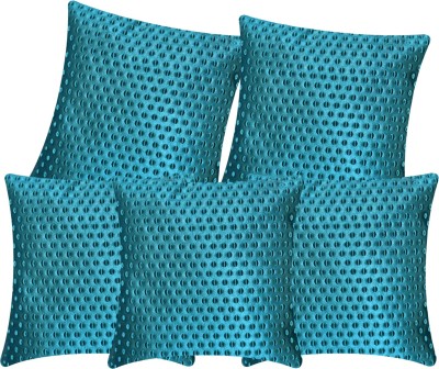 S N TRADERS Polyester, Raw Silk, Silk Cushions Cover(Pack of 5, 40 cm*40 cm, Light Blue, Blue)