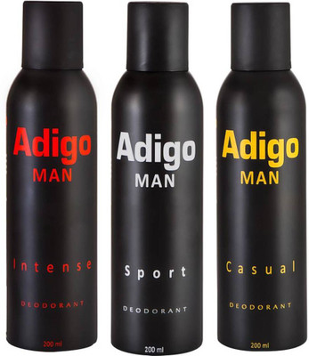 

ADIGO MAN INTENSE, SPORT, CAUSAL Deodorant Spray - For Men(600 ml, Pack of 3)