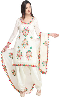 Ethnic Junction Chanderi Embroidered Salwar Suit Material
