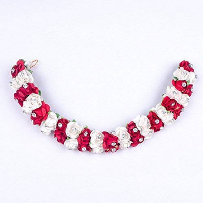 

Iyaan New Design Flower Gajra For Anniversary Gift And Pearl Gajra With Flowers Bun(Red, White)