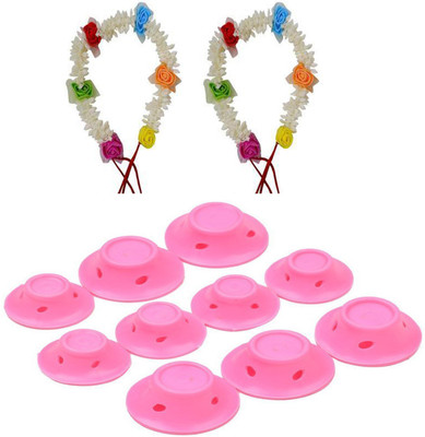 

shivnath enterprises hair silicon curler roller and flower juda gajra [pack of 12pcs] Hair Accessory Set(White, Pink)