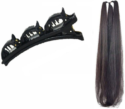 

GadinFashion Combo of Double Layer Band Twist Plait Clip Front Hair Clip with 24inch Black Hair Choti/Prandi Hair Accessories for Women Hair Accessory Set(Black)