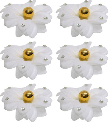 

Confidence Combo Of 6 Pcs Juda Bun Flower Pins For Wedding Occasions Use For Kids And Adults Hair Accessory Set(White)