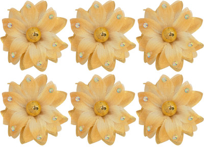 

Confidence Set Of 6 Pcs Wedding Flower Hair Clips For Girls And Women Hair Flower Pins For Hair Styling Hair Accessory Set(Yellow)