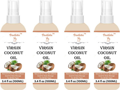

Vadhika 100% Pure Virgin Coconut oil For Hair Regrowth Oil And Hair Treatment-(100ml) -Pack of-4-Bottle Hair Oil (400 ml) (400 ml) Hair Oil(400 ml)