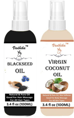 

Vadhika Castor oil and Black seed oil(Kalonji) combo pack of 2 bottles of 100 ml(200 ml) Hair Oil (200 ml) (200 ml) Hair Oil(200 ml)
