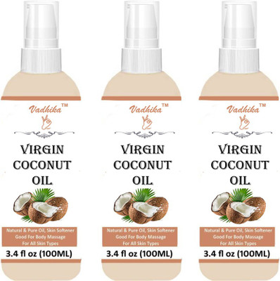 

Vadhika 100% Pure Virgin Coconut oil For Hair Regrowth Oil And Hair Treatment-(100ml) -Pack of-3-Bottle Hair Oil (300 ml) (300 ml) Hair Oil(300 ml)
