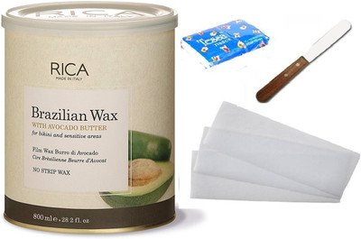 

Rica Liposoluble Brazilian Avocado Butter Kit (1Piece Waxing Strips + 1 Spatula + 1 Tissue) Wax(800 g, Set of 4)