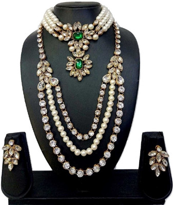 CATALYST Mother of Pearl Gold-plated White, Green Jewellery Set(Pack of 1)