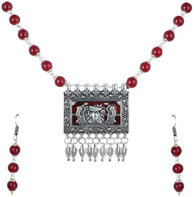 Waama Jewels Brass Silver Red, Silver Jewellery Set(Pack of 1)