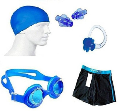 Kamni Sports BEST QUALITY ( SWIMMING CAP ,GOOGLES,TRUNKS ,EAR PLUGS ) CB-4 Swimming Kit