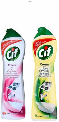 Cif Cream With Micro Crystals Lemon And Pink Combo Kitchen Cleaner(1000 ml, Pack of 2)