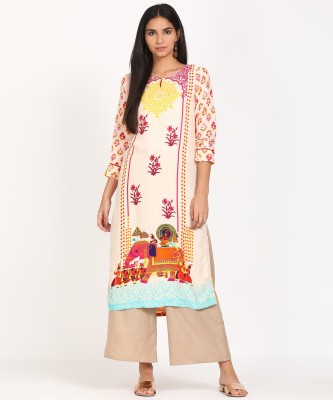 RANGRITI Women Printed Straight Kurta(Multicolor)