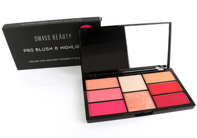 

Swiss Beauty Pro Blush & Highlight with 8 Blush and Highlight Powder with smooth skin in Palette 01