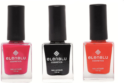

Elenblu Fling, Black Shadow & Salmon Rust - (9.9ml Each) Matte Nail Polish(Pack of 3)