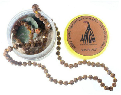 SHIVOHAM Shree Kashi Vishvanath Mantra Sidhha 108+1 Rudraksha Mala Wood Necklace