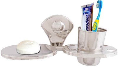 

McLION Soap Stand, Soap Holder, Soap Dish with Tumbler Holder, Toothbrush Stand, Toothbrush Holder, Soap Case, Bathroom Accessories(Glossy Finish, Stainless Steel)