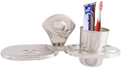 

McLION Soap Dish with Toothbrush Stand, Toothbrush Holder, Tumbler Holder, Soap Holder, Soap Stand,Soap Case, Bathroom Accessories(Glossy Finish, Stainless Steel)