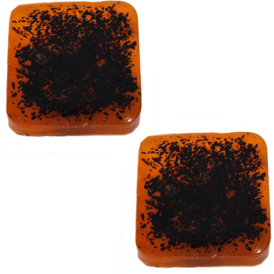 

Shreem Mango Tea Black and orange Handmade Unisex All skin types Scrub Bar(80 g, Pack of 2)