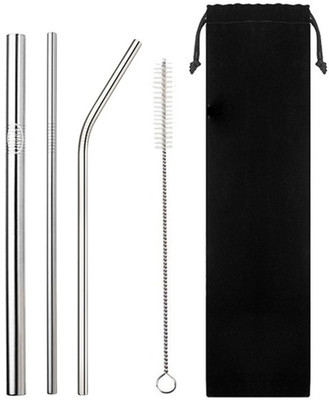 Nema Straight Drinking Straw(Silver, Pack of 3)