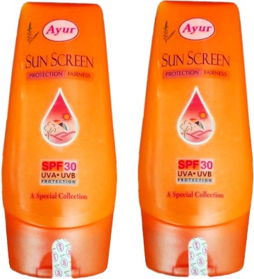 Ayur Sunscreen - SPF 30 PA+ Sun Screen Lotion 100 ML(Pack of 2)(200 ml)