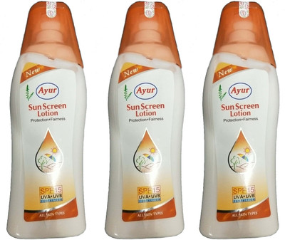 

Ayur Sun Screen Lotion 100 ML(Pack of 3) - SPF 30 PA+(300 ml)