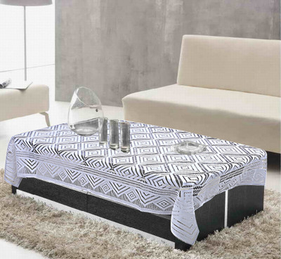 KUBER INDUSTRIES Checkered 4 Seater Table Cover(White, Cotton)