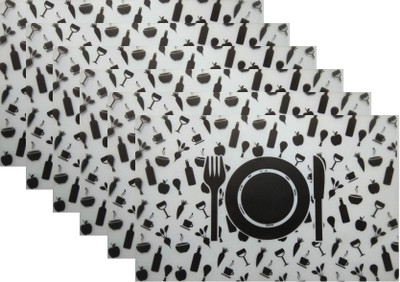 DPA Collection Rectangular Pack of 6 Table Placemat(Black, White, PVC)