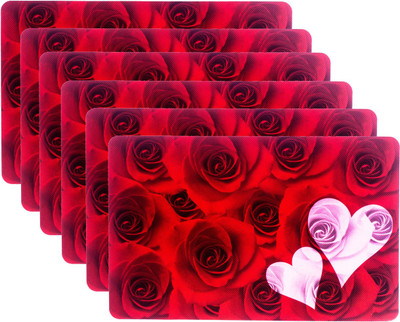 Dakshya Industries Rectangular Pack of 6 Table Placemat(Red, PVC)