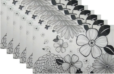 DPA Collection Rectangular Pack of 6 Table Placemat(Black, White, PVC)