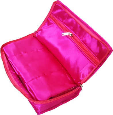 

FORE TREND High Quality Satin Maroon Jewellery organizer|Pink Vanity Box(Pink)