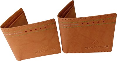 NEXA FASHION Men Casual Brown Genuine Leather Wallet(3 Card Slots, Pack of 2)