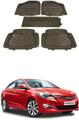 Autoxygen Rubber Standard Mat For  Hyundai Verna(Brown)