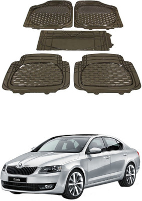 Autoxygen Rubber Standard Mat For  Skoda Superb(Brown)