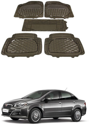 Autoxygen Rubber Standard Mat For  Fiat Linea(Brown)