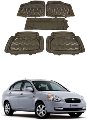 Autoxygen Rubber Standard Mat For  Hyundai Verna(Brown)