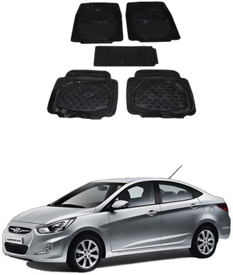 Autoxygen Rubber Standard Mat For  Hyundai Verna(Black)
