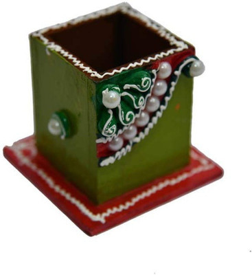 Gaura Art & Crafts 1 Compartments WOODEN WOODEN PEN STAND(Multicolor)
