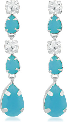 OVIYA Exquisite Designer Blue Crystal Earrings Crystal Alloy Drops & Danglers