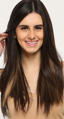 

Foolzy 16" One Piece 3/4 Full Head Clip in Extensions Long Straight Synthetic Extensions 5 Clips pieces for Women 80 grams Hair Extension