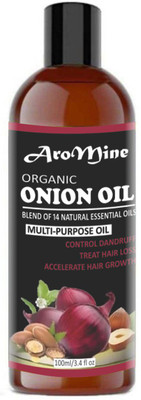 

AroMine 100% Pure & Natural ONION Herbal Hair Oil - Blend of 14 Natural Oils for Hair Regrowth, Treat hair loss, Dandruff Control & Thickens hair( 100 ml) Hair Oil (100 ml) Hair Oil(100 ml)