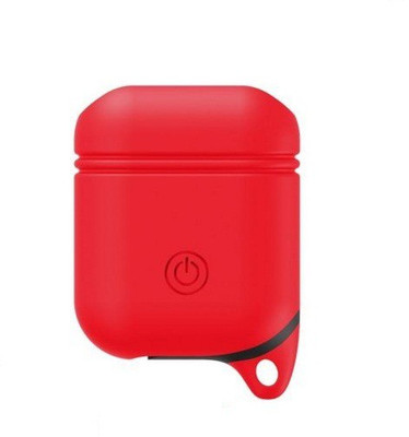 J Silicone Press and Release Headphone Case For Apple Airpods 1st Generation, Apple Airpods 2nd Generation(Full Red)