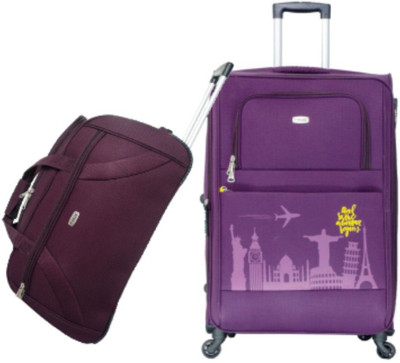 

Timus Check-in Suitcase, Duffel Strolley Bag Combo(Purple)