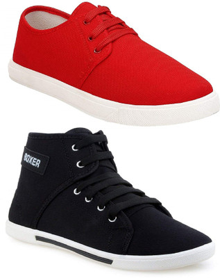 Chevit Combo Pack of 2 Casual & Sports Shoes Sneakers For Men(Red, Black)