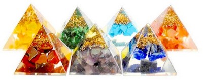 EXCEL 7 Chakra Orgonite Pyramids Set Healing Reiki Energy Charged Meditation Decorative Showpiece  -  2.7 cm(Crystal, Multicolor)
